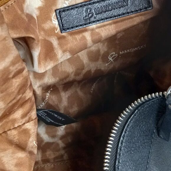 B. Makowsky Black Leather Shoulder bag Cottagecore Grandmacore - Picture 6 of 10